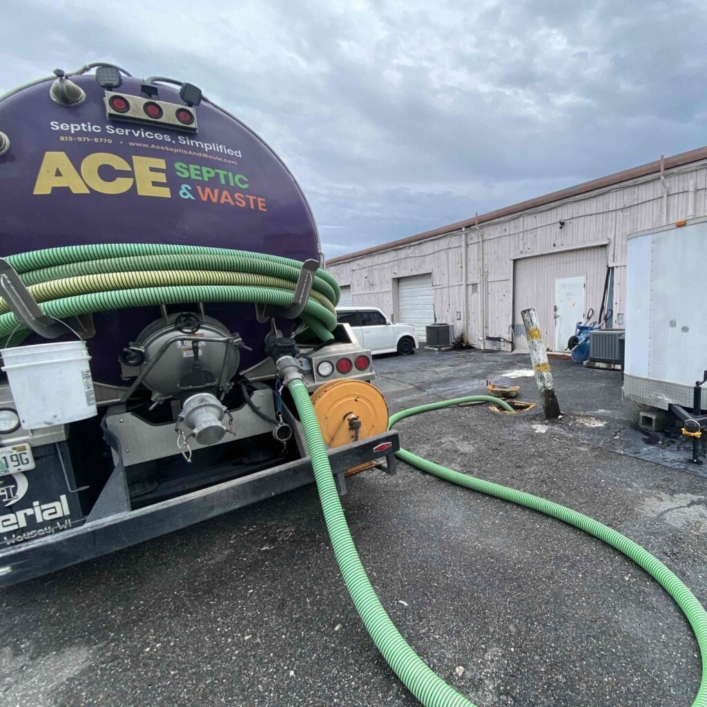 An ACE truck performs a Spring Hill septic job.