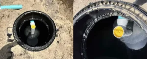 Two side by side images of septic filters after a septic installation.