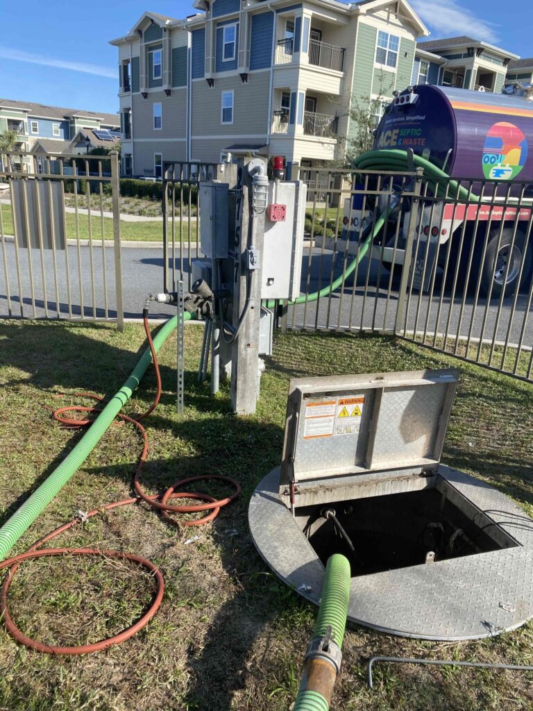 A lift station being pumped as part of its regular maintenance schedule in Spring Hills, FL.