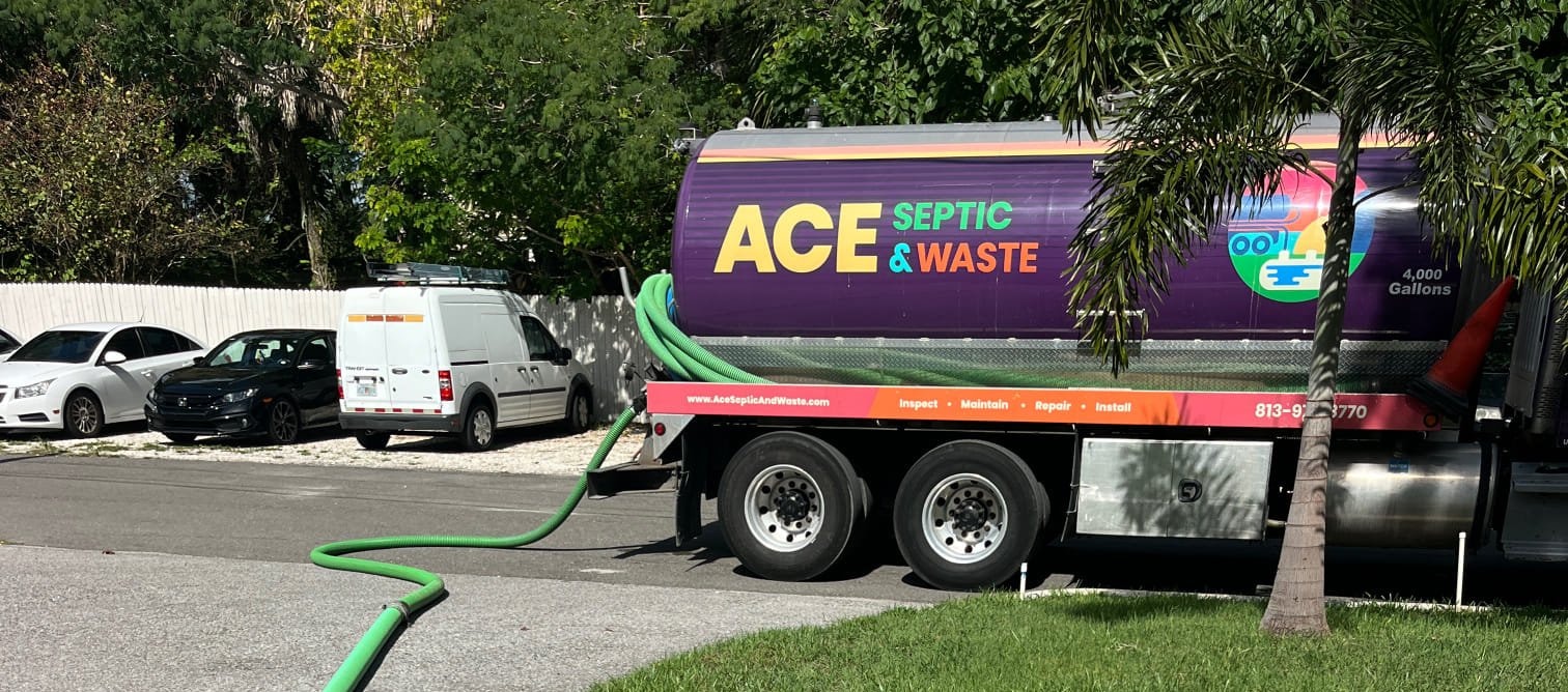 A septic pump truck in a Citrus County business parking lot.