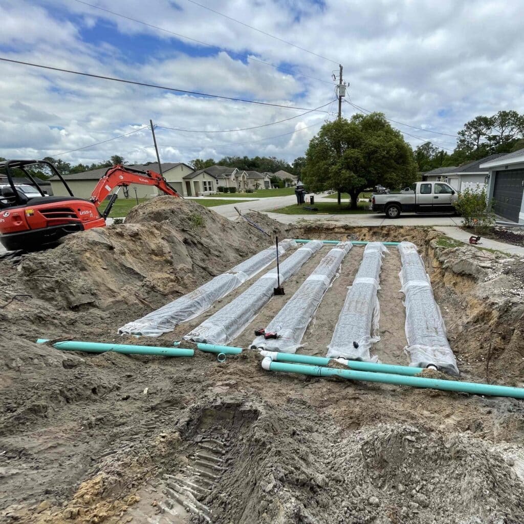 Drainfield installation as part of a septic tank pumping Sprill Hill assignment.