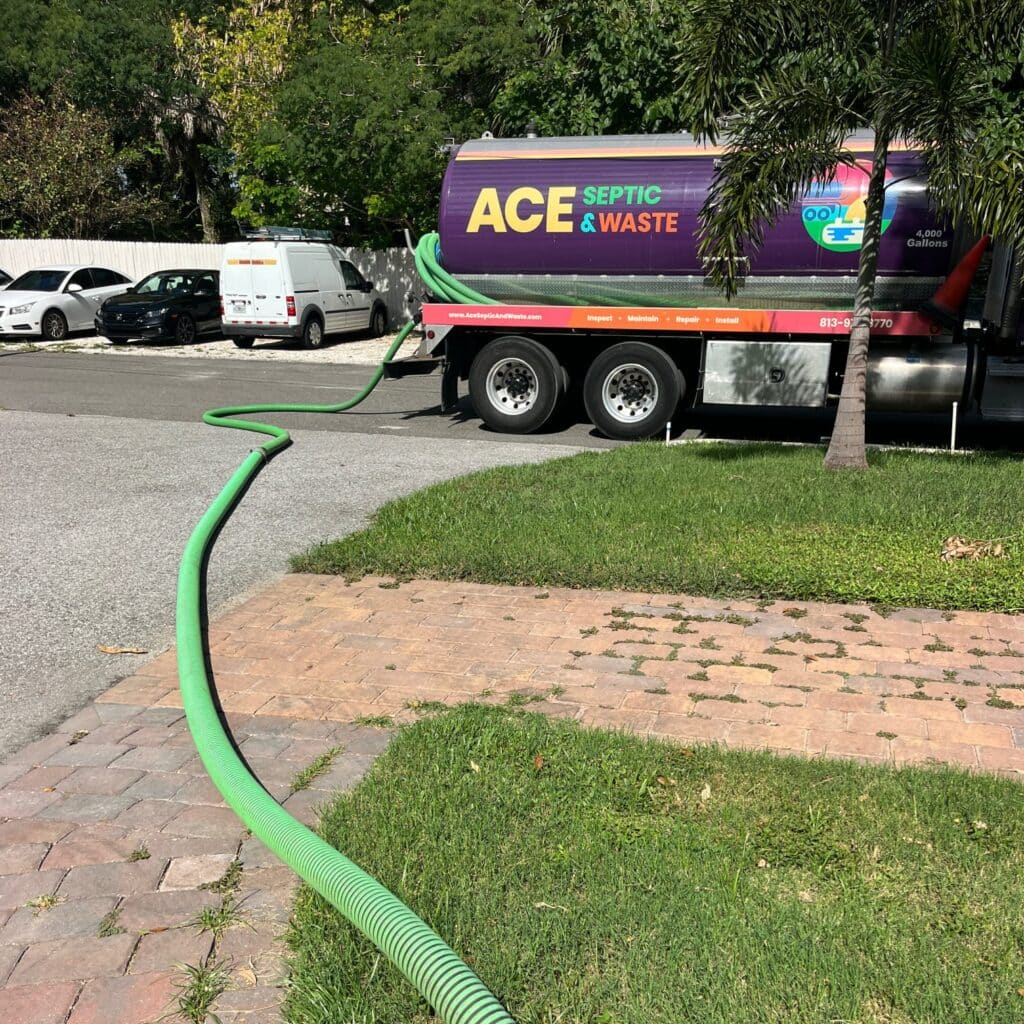 ACE Septic truck completing job